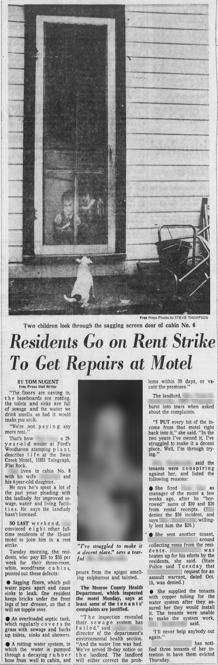 Swan Creek Motel - Oct 21 1970 Building Issues